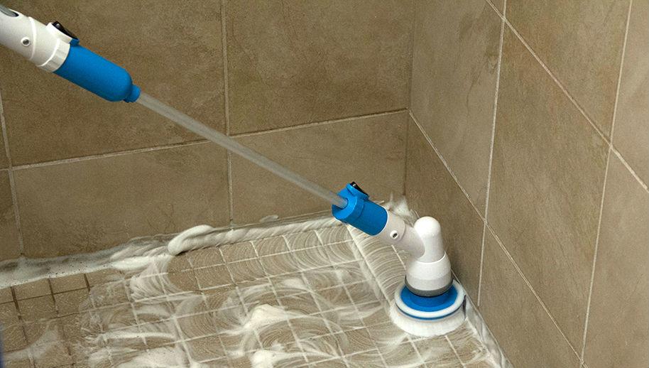 Scrub Brush blasting away grime in shower